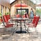Flash Furniture Brazos 5 Pc Outdoor Patio Dining Set - 55in Tempered Glass Patio Tbl w/Umbrella Hole, 4 Red Chairs TLH-089REC-303CRD4-GG - alternate 6